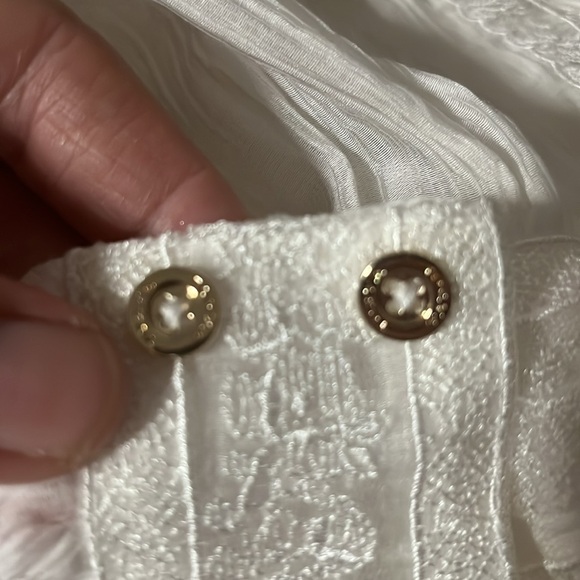 Tokya white linen cotton blend prairie dress small button front mild staining - Picture 4 of 8